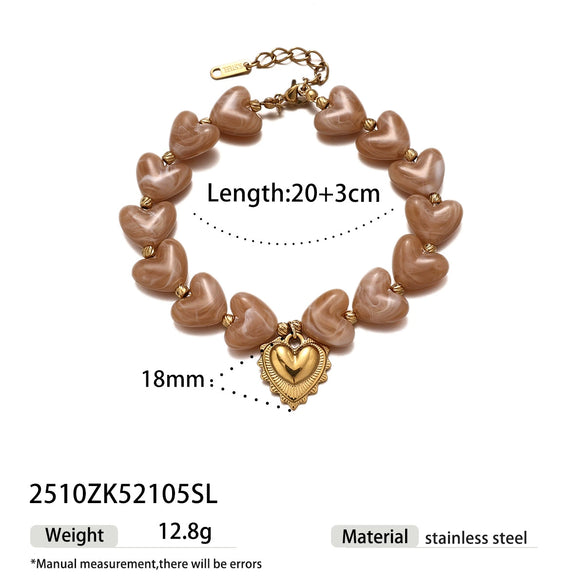 Wholesale Electroplated Stainless Steel And Titanium Steel Heart Beaded Sweater Chain Necklace For Women In Minimalist Ocean Series Style