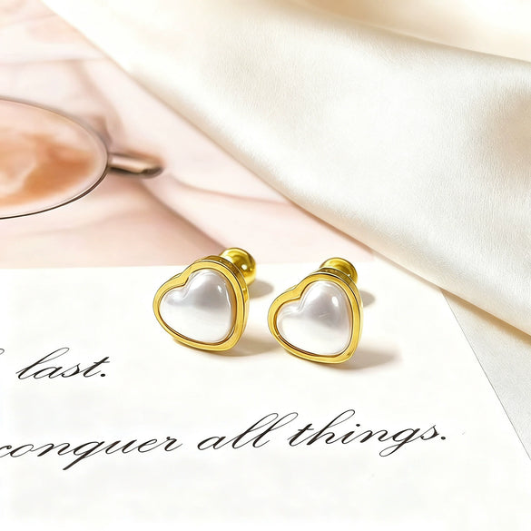 Wholesale Electroplated Stainless Steel And Titanium Steel Heartshaped Love Earrings For Women Light Luxury Jewelry