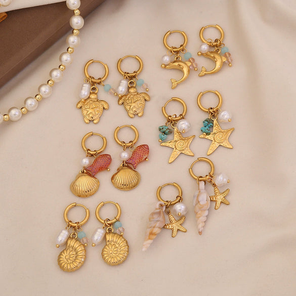 Wholesale Electroplated Stainless Steel Animal And Zodiac Patterned Earrings For Women