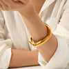Wholesale Electroplated Stainless Steel Asymmetrical Open Bracelet Hand Jewelry