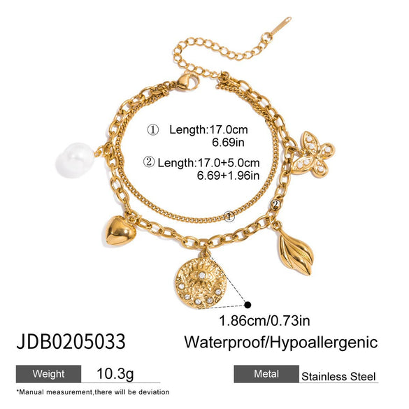 Wholesale Electroplated Stainless Steel Bracelet With Heart And Flower Shapes For Women