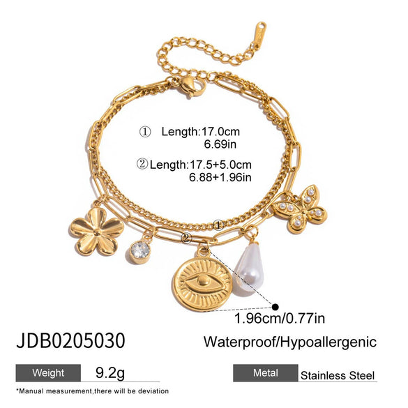 Wholesale Electroplated Stainless Steel Bracelet With Heart And Flower Shapes For Women