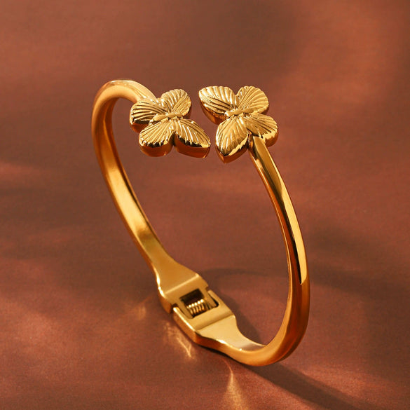 Wholesale Electroplated Stainless Steel Butterfly Open Bracelet Jewelry