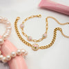 Wholesale Electroplated Stainless Steel Geometric And Floral Pattern Bracelet For Women