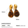 Wholesale Electroplated Stainless Steel Geometric And Heart Shape Star Pattern Inlaid Tiger Eye Stone Cute Earrings For Women