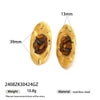 Wholesale Electroplated Stainless Steel Geometric And Heart Shape Star Pattern Inlaid Tiger Eye Stone Cute Earrings For Women