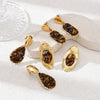 Wholesale Electroplated Stainless Steel Geometric And Heart Shape Star Pattern Inlaid Tiger Eye Stone Cute Earrings For Women