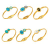 Wholesale Electroplated Stainless Steel Geometric Blue Eyeshaped Round Open Bracelet Set Niche Highend Jewelry Accessories