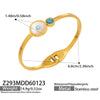 Wholesale Electroplated Stainless Steel Geometric Blue Eyeshaped Round Open Bracelet Set Niche Highend Jewelry Accessories