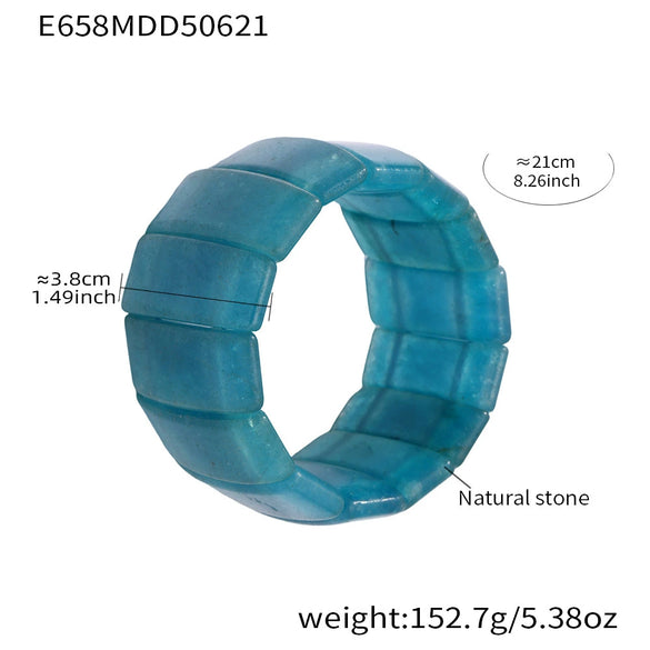 Wholesale Electroplated Stainless Steel Geometric Ferris Wheel Wide Elastic Unisex Bracelet