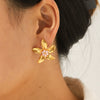 Wholesale Electroplated Stainless Steel Geometric Flower Stud Earrings For Women