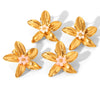 Wholesale Electroplated Stainless Steel Geometric Flower Stud Earrings For Women