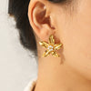 Wholesale Electroplated Stainless Steel Geometric Flower Stud Earrings For Women