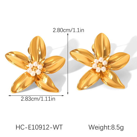 Wholesale Electroplated Stainless Steel Geometric Flower Stud Earrings For Women
