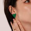 Wholesale Electroplated Stainless Steel Geometric Heartshaped Earrings For Women In Light Luxury Style