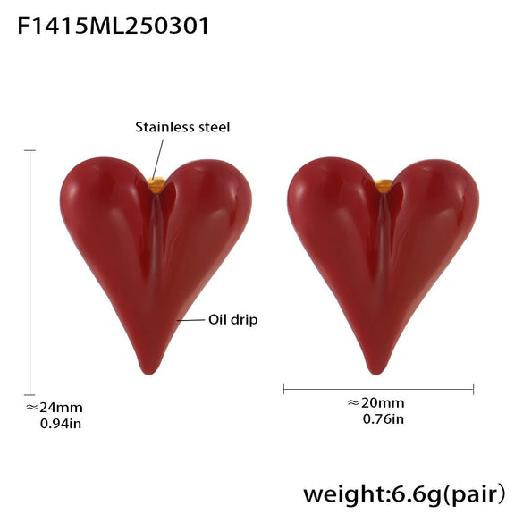 Wholesale Electroplated Stainless Steel Geometric Heartshaped Earrings For Women In Light Luxury Style