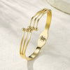 Wholesale Electroplated Stainless Steel Geometric Personality Threeline Ball Bead Bracelet