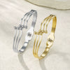 Wholesale Electroplated Stainless Steel Geometric Personality Threeline Ball Bead Bracelet