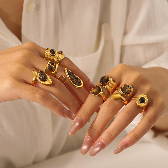 Wholesale Electroplated Stainless Steel Geometric Rings For Women
