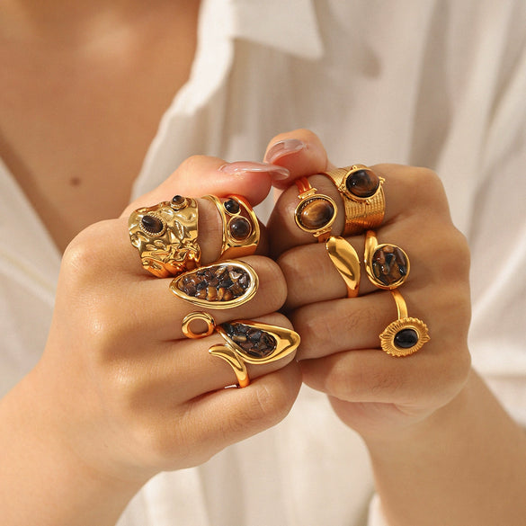 Wholesale Electroplated Stainless Steel Geometric Rings For Women
