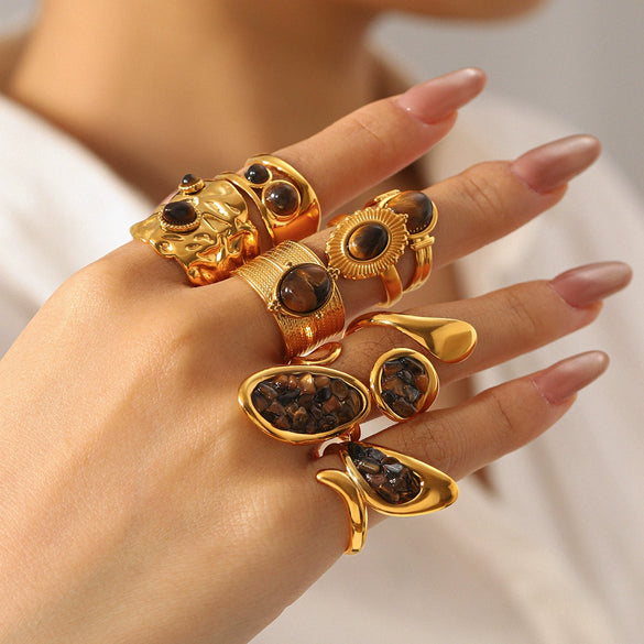 Wholesale Electroplated Stainless Steel Geometric Rings For Women