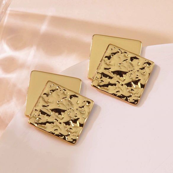 Wholesale Electroplated Stainless Steel Geometric Square Heart U Shape Love Earrings For Women