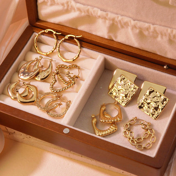 Wholesale Electroplated Stainless Steel Geometric Square Heart U Shape Love Earrings For Women