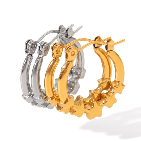 Wholesale Electroplated Stainless Steel Geometric Star Earrings For Women