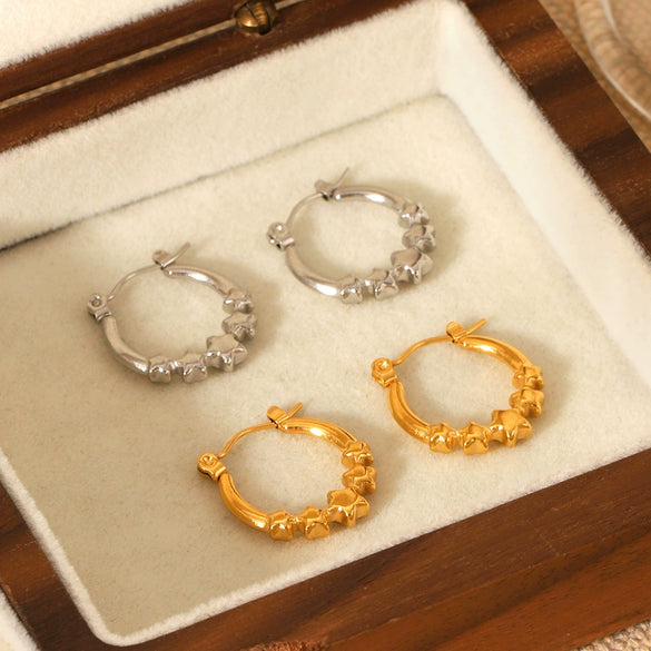 Wholesale Electroplated Stainless Steel Geometric Star Earrings For Women