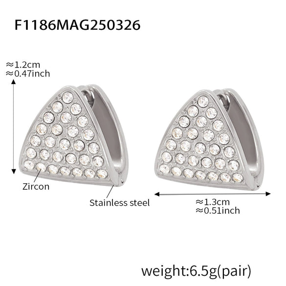 Wholesale Electroplated Stainless Steel Geometric Zircon Inlaid Earrings Unisex