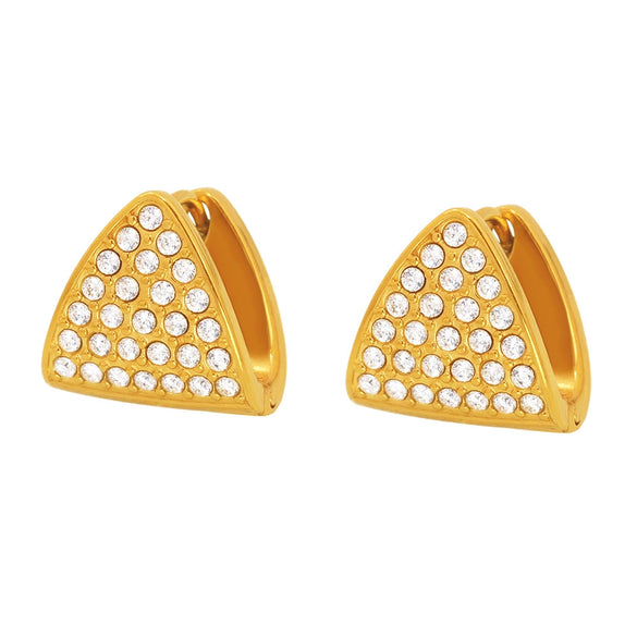 Wholesale Electroplated Stainless Steel Geometric Zircon Inlaid Earrings Unisex
