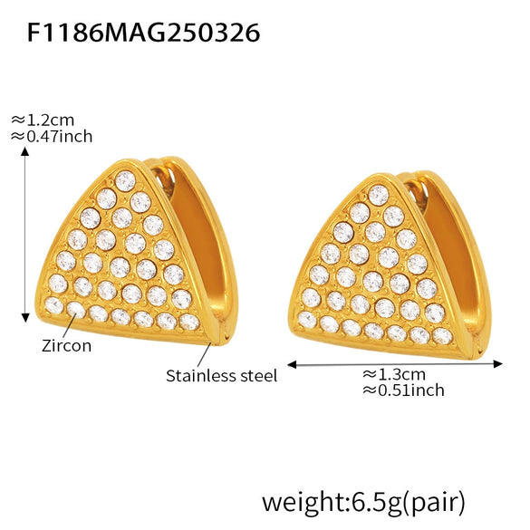 Wholesale Electroplated Stainless Steel Geometric Zircon Inlaid Earrings Unisex