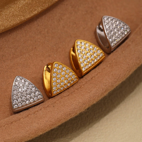 Wholesale Electroplated Stainless Steel Geometric Zircon Inlaid Earrings Unisex