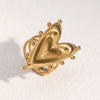 Wholesale Electroplated Stainless Steel Heart Shape Open Ring Women's Hand Jewelry