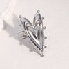 Wholesale Electroplated Stainless Steel Heart Shape Open Ring Women's Hand Jewelry