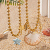 Wholesale Electroplated Titanium Steel Beaded Shell Ceramic Necklace For Women Sweet Cool Sexy Ins Nature Style
