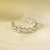 Wholesale Electroplated Titanium Steel Geometric Heart Flower Wave Shape Opening Adjustable Hollow Ring For Women