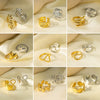 Wholesale Electroplated Titanium Steel Geometric Heart Flower Wave Shape Opening Adjustable Hollow Ring For Women