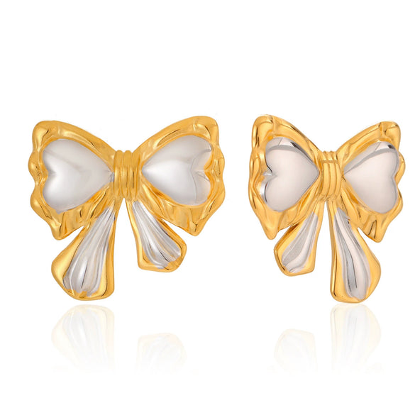 Wholesale Electroplated Twotone Geometric Butterfly Colorblocking Stainless Steel Earrings For Women