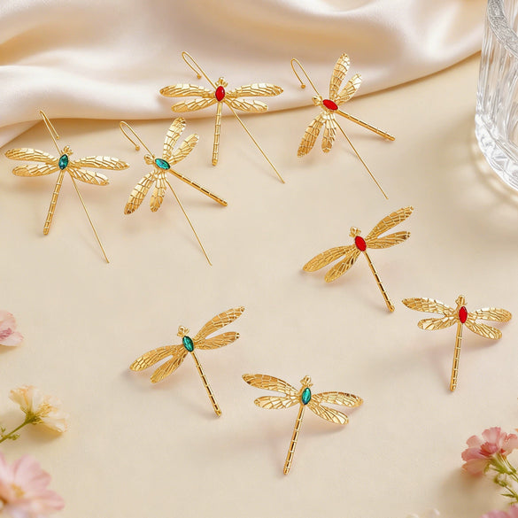 Wholesale Electroplated Zinc Alloy Dragonfly Earrings For Women