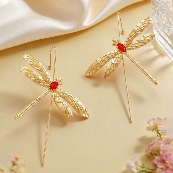Wholesale Electroplated Zinc Alloy Dragonfly Earrings For Women