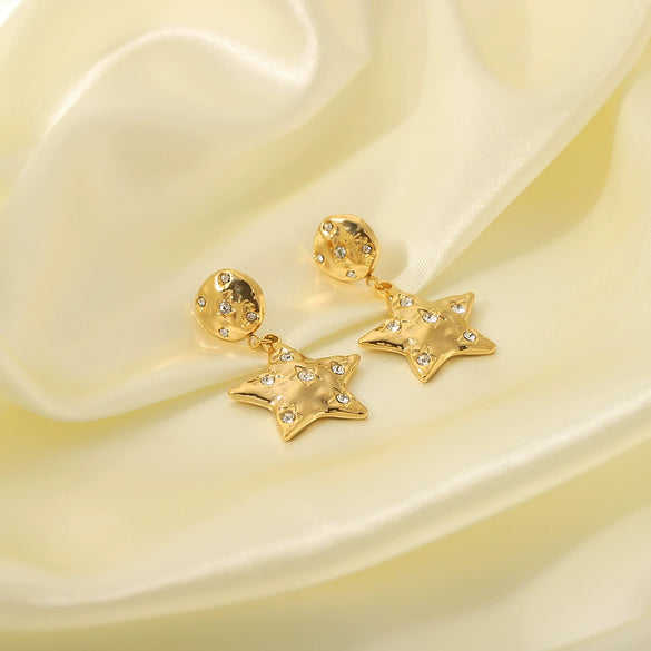 Wholesale Elegant All Match Titanium Steel Earrings With Star Pattern And 18K Vacuum Plating In Furnace For Women