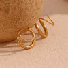 Wholesale Elegant All Match Women's Stainless Steel 18K Gold Plated Simple Double Layer Winding Geometric Earrings