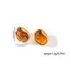Wholesale Elegant Amber Titanium Steel Geometric Earrings Plated With 18K Gold