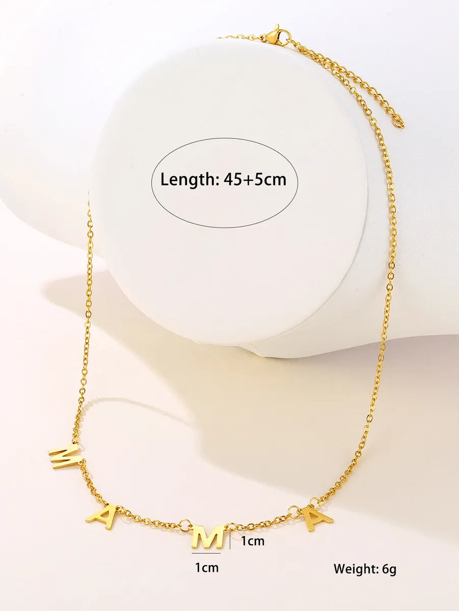 Wholesale Elegant Basic Letter Stainless Steel Plating 18k Gold Plated Necklace