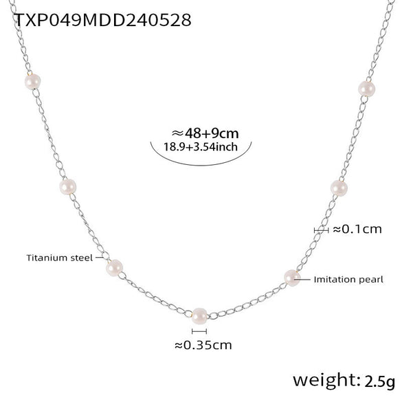 Wholesale Elegant Bead Necklace Women's Round Titanium Oshaped Chain Electroplated Jewelry