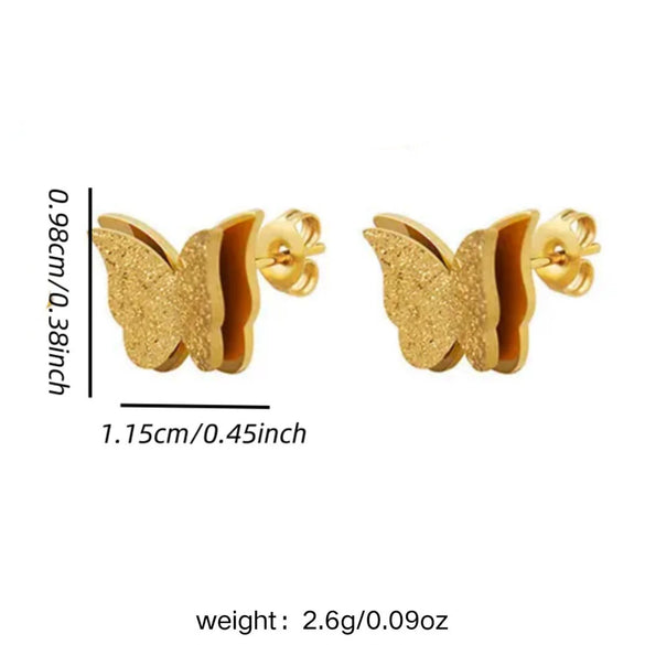 Wholesale Elegant Butterfly Stainless Steel Jewelry Set With 18K Plating For Women Including Necklace Earrings And Ring