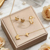 Wholesale Elegant Butterfly Stainless Steel Jewelry Set With 18K Plating For Women Including Necklace Earrings And Ring