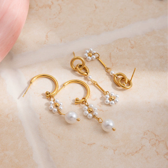 Wholesale Elegant Casual Minimalist Geometric Flower Stainless Steel Electroplated Earrings For Women