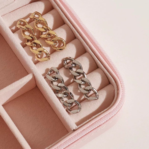 Wholesale Elegant Chain Tassel Earrings For Women High Grade Stainless Steel Geometric Design Electroplating Treatment